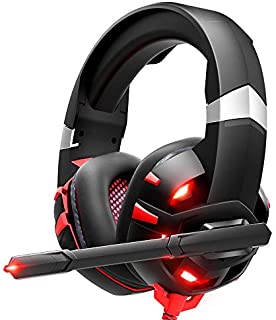 RUNMUS Gaming Headset Xbox One Headset with 7.1 Surround Sound, PS4 Headset with Noise Canceling Mic & LED Light, Compatible with PC, PS4, Xbox One Controller(Adapter Not Included), Mac, Xbox 360