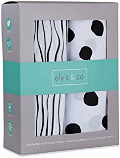 Crib Sheet Set | Toddler Sheet Set 2 Pack 100% Jersey Cotton Black and White Abstract Stripes and Dots