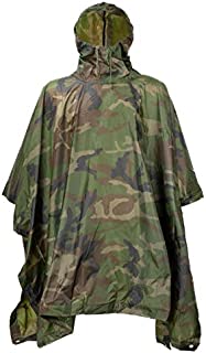 Acme Approved Extra Large and Extra Heavy Duty Angolan Army Woodland Ripstop Rain Poncho/Emergency Shelter