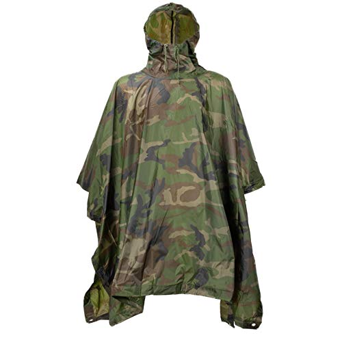 Acme Approved Extra Large and Extra Heavy Duty Angolan Army Woodland Ripstop Rain Poncho/Emergency Shelter