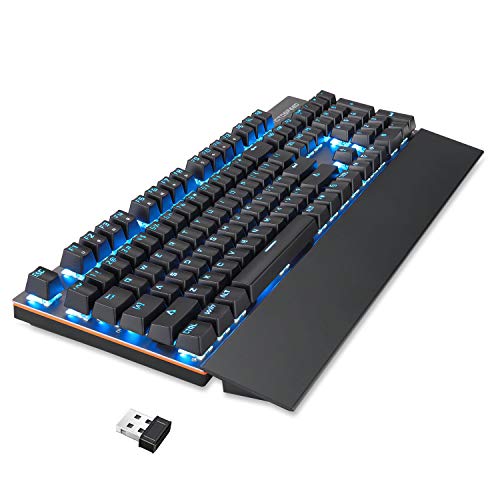 MOTOSPEED 2.4GHz Wireless/USB Wired Mechanical Keyboard 104Keys Led Backlit Black Switches Gaming Keyboard for Gaming and Typing,Compatible for Mac/PC/Laptop