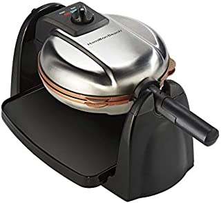 Hamilton Beach Flip Belgian Waffle Maker with Non-Stick Copper Ceramic Removable Plates, Browning Control, Drip Tray, Stainless Steel (26031)