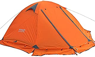 FLYTOP 3-4 Season 1-2-person Double Layer Backpacking Tent Aluminum Rod Windproof Waterproof for Camping Hiking Travel Climbing - Easy Set Up (Orange-4 Season 2 Person)