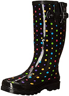 Western Chief Women's Printed Tall Waterproof Rain Boot, Ditsy Dots, 11