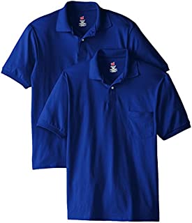 Hanes Men's Short Sleeve Jersey Pocket Polo, Deep Royal, 4X-Large (Pack of 2)