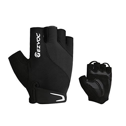 GEZVOC Cycling Gloves Bike Gloves Biking Gloves (Black, Small)