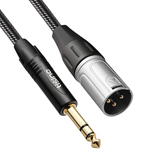 TISINO 1/4 to XLR Cable, Nylon Braid Quarter inch TRS Stereo Jack to Male XLR Balanced Interconnect Cord Patch Lead - 10ft