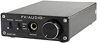 FX-Audio DAC-X6 Mini HiFi 2.0 Digital Audio Decoder DAC Input USB/Coaxial/Optical Output RCA/ Headphone Amplifier 24Bit/96KHz DC12V (Black)