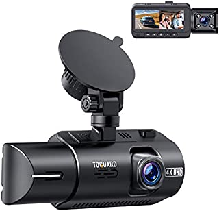 TOGUARD Dual Dash Cam 4K Front and 1080P Inside Cabin Dual Lens Car Dash Camera with 4 IR LEDs Night Vision Car Driving Recorder G-Sensor, GPS, WDR, Parking Monitor, Loop Recording, Support 256GB Max