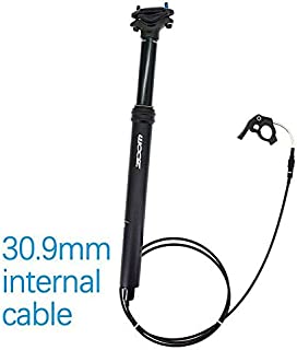 HULKWHEELS Mountain Bike MTB Dropper Post Seatpost - Height Adjustable Bicycle Suspension Seatpost Remote 30.9mm 31.6mm x 430mmTravel 100mm - External Internal Routing (External 30.9mm)