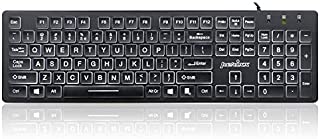 Perixx PERIBOARD-317 Wired Backlit USB Keyboard, Big Print Letter with White Illuminated LED, US English Layout