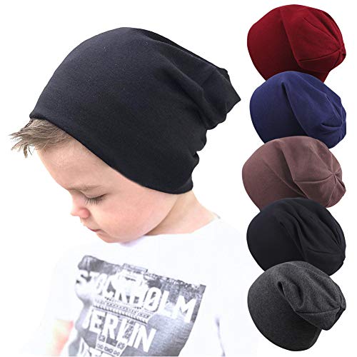 Guozyun Baby Hat Baby Boy's Beanie Hats Cotton Skull Caps for Baby Toddlers Kids Little Boys 6-60 Months (6-60 Months, 5 - Color)