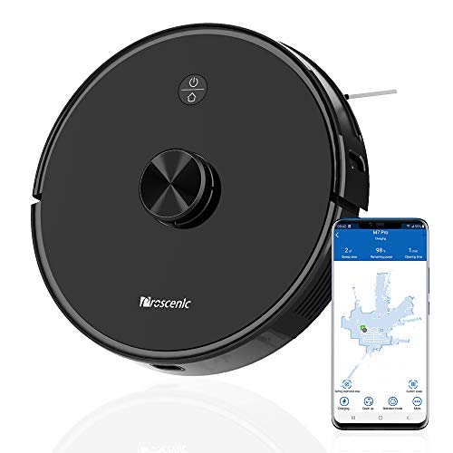 Proscenic M7 Pro LDS Robot Vacuum Cleaner, Laser Navigation, 2600Pa Powerful Suction, APP & Alexa Control, Multi Mapping, Ideal for Pets Hair, Carpets and Hard Floors, Black