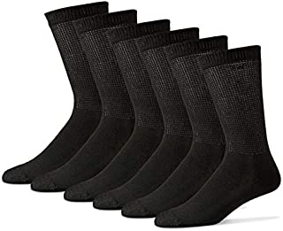 Diabetic Crew Socks for Men - 12 Pack - Black - Size 10-13