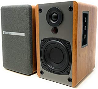 SINGING WOOD BT25 Active Bluetooth Bookshelf Speakers- Studio Monitor Speaker -2 AUX Input - Full Function Remote Control - Wooden Enclosure - 50 Watts RMS (Beech Wood)