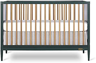 Dream On Me Clover 4-in-1 Modern Island Crib with Rounded Spindles I Convertible Crib I Mid- Century Meets Modern I Coordinates with The Clover Changing Table, Olive