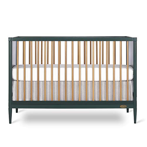 Dream On Me Clover 4-in-1 Modern Island Crib with Rounded Spindles I Convertible Crib I Mid- Century Meets Modern I Coordinates with The Clover Changing Table, Olive