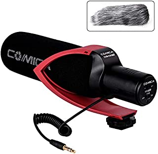 Comica CVM-V30 PRO Camera Microphone Electric Super-Cardioid Directional Condenser Shotgun Video Microphone for Canon Nikon Sony Panasonic DSLR Camera with 3.5mm Jack (Red)