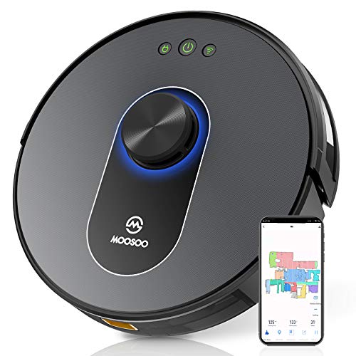 MOOSOO Robot Vacuum Cleaner, LiDAR Navigation with Mapping Technology, WiFi Connected Smart APP Control and Works with Alexa, Auto-Charging and 1800Pa Suction for Hard Floor, Carpets, Pet Hair