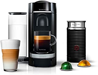 Nespresso VertuoPlus Deluxe Coffee and Espresso Machine Bundle with Aeroccino Milk Frother by De'Longhi, Black