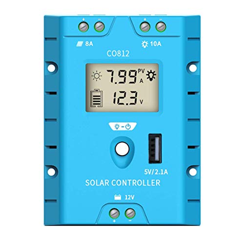 ZEALLIFE Solar Panels Charge Controller, 8A Battery Regulator for 12V Solar Battery Charger, Solar Battery Maintainer and 12 Volt Batteries Power Kit Safe Protection (LCD Style)