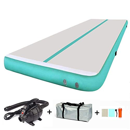 MELCHEF 10ft/13ft/16ft/20ft Air Track Inflatable Gymnastics Tumbling Air Track Mat with Electric Air Pump for Cheerleading/Practice Gymnastics/Beach (Mint Green, 20ftx3.3ftx4in(6x1x0.1m))