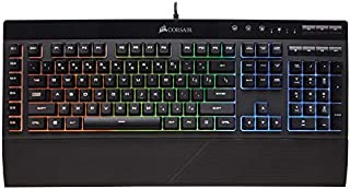 Corsair K55 RGB Gaming Keyboard  IP42 Dust and Water Resistance  6 Programmable Macro Keys  Dedicated Media Keys - Detachable Palm Rest Included