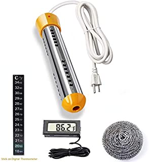 ANDRIMAX Immersion Heater for Boiling Bath Water, Heavy Duty Submersible Water Heater with Metal Guard Cover to Heat 5 Gallons of Water in Minutes - U.S. Version