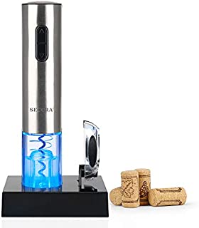 Secura Electric Wine Opener, Automatic Electric Wine Bottle Corkscrew Opener with Foil Cutter, Rechargeable (Stainless Steel)