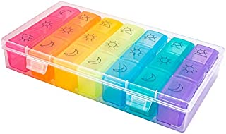 Weekly Pill Organizer 3 Times A Day  7 Day Pill Box  Non-BPA Food Grade Plastic  Lightweight and Travel Friendly  Ideal Pill Case for Supplements, Vitamin, Medication