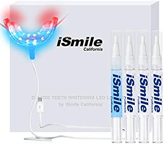 iSmile Teeth Whitening Kit with LED Light, No Sensitivity, Professional RED & BLUE Technology, 35% Carbamide Peroxide Pens & Desensitizing Gel Pen, Sensitive Direct Tooth Whitener at Home