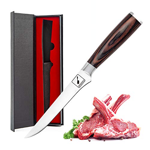 imarku Boning Knife, 6-Inch Fillet Knife with Razor Sharp High Carbon Stainless Steel and Pakkawood Handle for Meat and Poultry