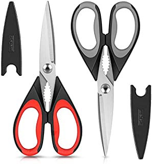 Kitchen Shears, iBayam 2-Pack Kitchen Scissors Heavy Duty Meat Scissors, Dishwasher Safe Cooking Scissors, Multipurpose Stainless Steel Sharp Utility Food Scissors for Chicken, Poultry, Fish, Herbs