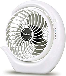 viniper Battery Operated Fan, USB Desk Fan : 180° Rotation and 3 Speeds Strong Wind Portable Quiet Fan, Optimised Battery & Longer Working Hours, Small but Mighty, Strong Cooling (6.2 inch, White)