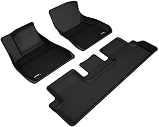 3D MAXpider L1TL00401509 Complete Set Series Black for Select Front and Second Row Kagu All-Weather Custom Fit Floor Mats for 2018-2019 Tesla Model 3