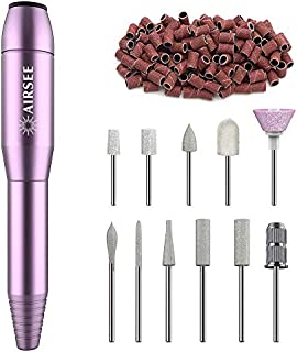 AIRSEE Portable Electric Nail Drill Professional Efile Nail Drill Kit For Acrylic, Gel Nails, Manicure Pedicure Polishing Shape Tools with 11Pcs Nail Drill Bits and 56 Sanding Bands