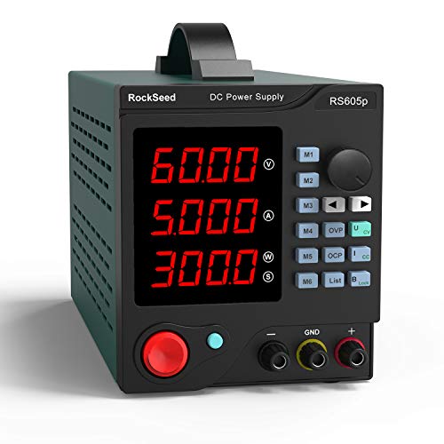 Programmable 60V/5A DC Power Supply Variable, Adjustable Switching Regulated Power Supply with 4-Digit Large Display Alligator Leads, PC Software, USB Interface for Lab Equipment (650p)