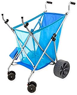 Seina All-Terrain Beach Cart Wheeler with Big Wheels for Sand | All Terrain Cart, Wide Wheels, Cart for Beach, Beach Caddy, Beach Trolley, Large, Para la Playa, Sand Cart, Collapsable, Compact, | Blue