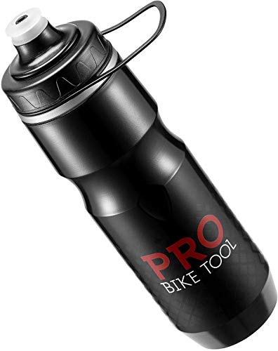 PRO BIKE TOOL Insulated Bike Water Bottle 680 ml 24 oz - Sports Carry Loop - for All Fitness and Cycling - Keep Drinks Cold, Longer - Soft Silicone Mouthpiece  Fast Flow Valve - Easy Squeeze Bidon