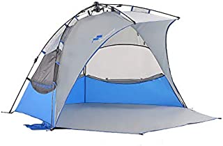 Mobihome Beach Tent Sun Shelter Pop Up, Sand & Surf Beach Shade Tents Umbrella & Portable Canopy Easy Setup for 2-3 Person Outdoor Camping Fishing - with Extended Porch