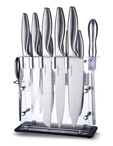 Knife Set Knife Block Set Stainless Steel Chef Knife Set 14 Piece Super Sharp Kitchen Knife Set with Acrylic Stand