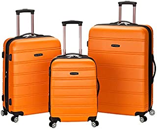 Rockland Melbourne Hardside Expandable Spinner Wheel Luggage, Orange, 3-Piece Set (20/24/28)