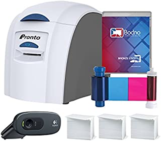 Magicard Pronto ID Card Printer & Supper Supplies Package with Bodno ID Software, Camera, 300 Cards and 300 Print Ribbon