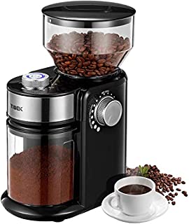 TIBEK Electric Burr Coffee Grinder, Update New Adjustable Burr Mill with 18 Precise Grind Setting for 2-14 Cup, TIBEK