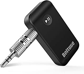 Bluetooth V5.0 aux Adapter, Boltune Audio Receiver Car Kit, for Home Hi-fi System, Portable Wireless Audio Adapter 3.5mm Aux for Music, Speaker, Headphones, Hands-Free Car Kit with Microphone