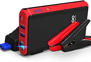 GOOLOO Quick Charge in & Out Port, 500A Peak SuperSafe Car Jump Starter (Up to 4.5L Gas) 12V Auto Battery Booster Charger Portable Power Pack, Built-in LED Flashlight, Black/Red