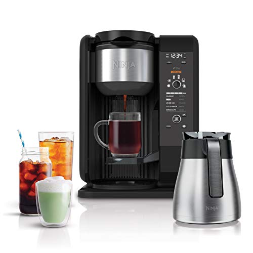 Ninja Hot and Cold Brewed System, Auto-iQ Tea and Coffee Maker with 6 Brew Sizes, 5 Brew Styles, Frother, Coffee & Tea Baskets with Thermal Carafe (CP307)