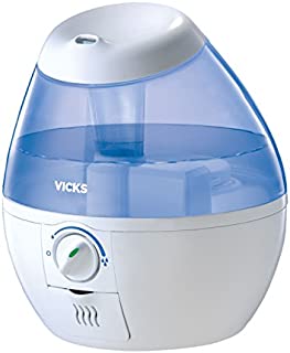 Vicks Mini Filter Free Cool Mist Humidifier Small Humidifier for Bedrooms, Baby, Kids Rooms, Auto-Shut Off, 0.5 Gallon Tank for 20 Hours of Moisturized Air, Use with Vicks VapoPads