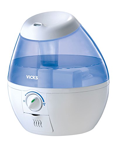 Vicks Mini Filter Free Cool Mist Humidifier Small Humidifier for Bedrooms, Baby, Kids Rooms, Auto-Shut Off, 0.5 Gallon Tank for 20 Hours of Moisturized Air, Use with Vicks VapoPads