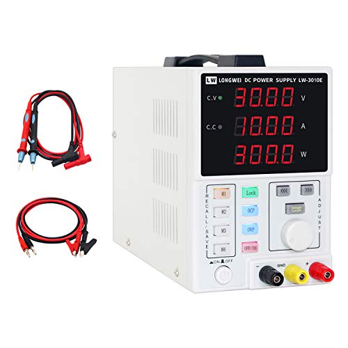 Programmable DC Power Supply 30V,10A Variable Regulated Power Supply Digital with PC Software, Disply with Output Power Lab Grade, Multi Group Data Storage Function with RS485 Communication Interface